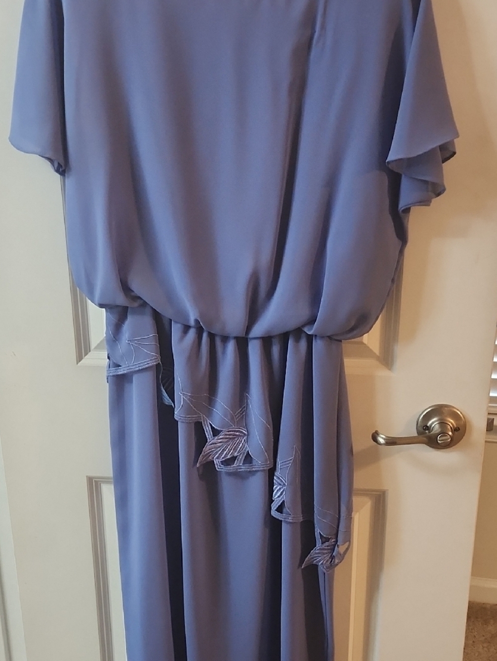 Lavender Midi Dress with Ruffle Trim